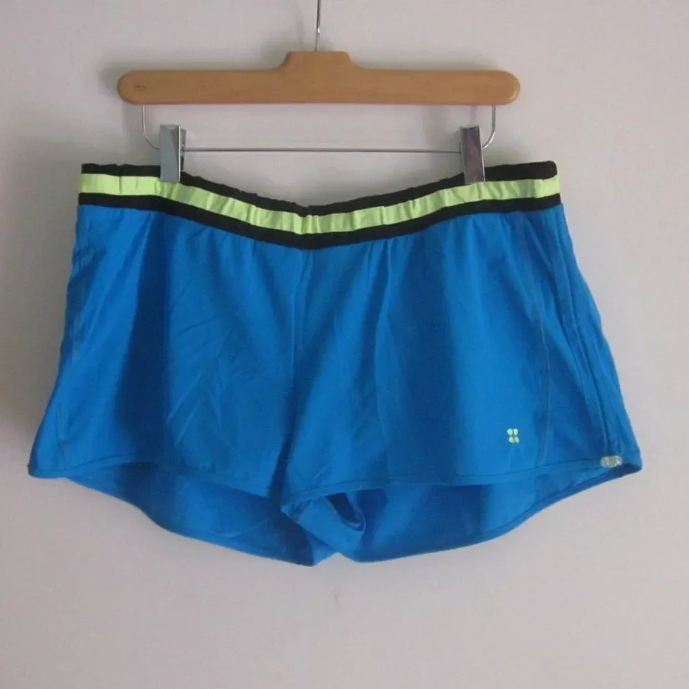Sweaty Betty Turquoise Blue Lower Rise Womens Running Athletic Shorts Size XL
